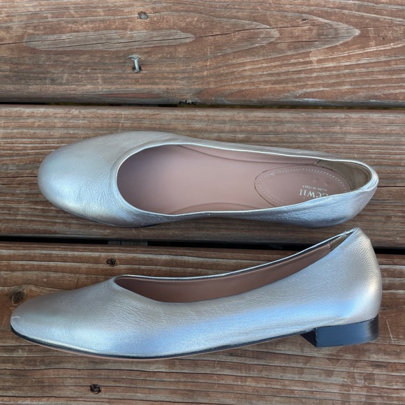 LEWIT LEA METALLIC SILVER BALLERINA FLAT LEATHER WOMEN’s Size 41 - Picture 4 of 8